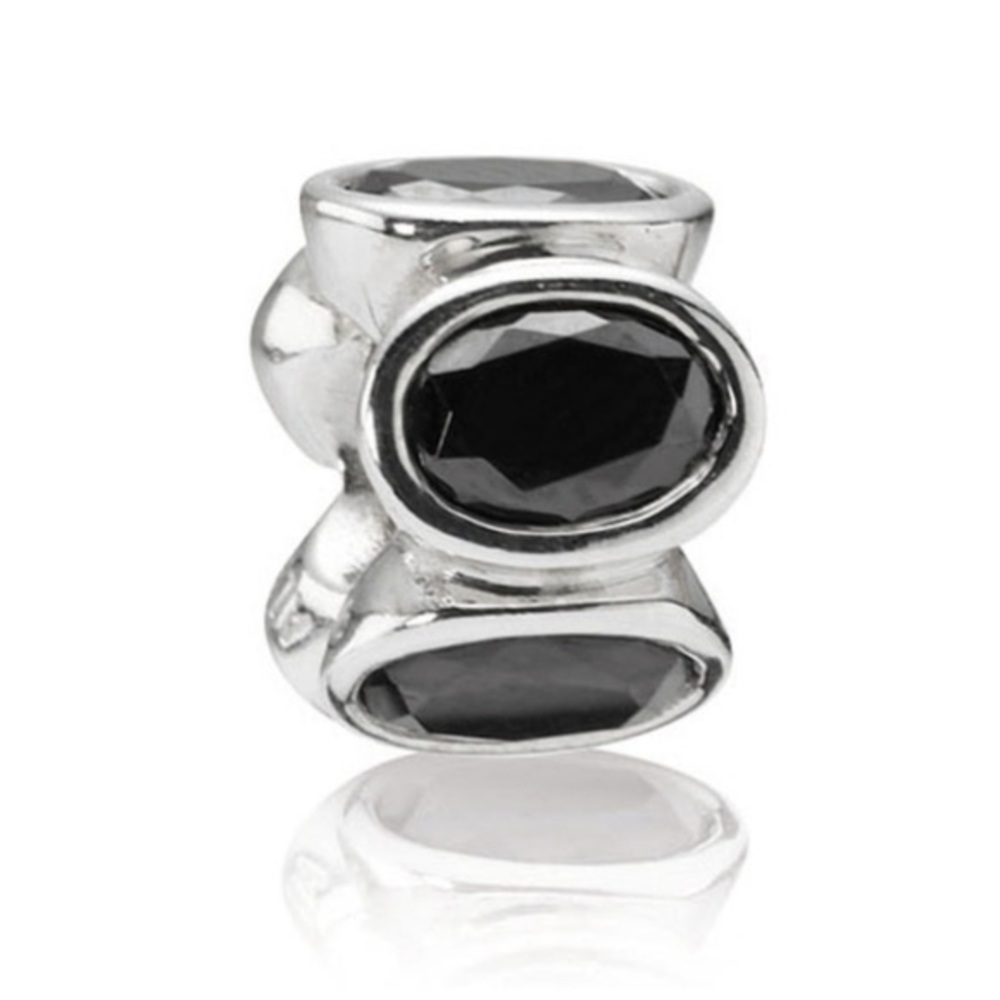 Genuine Retired PANDORA Black Oval Lights Charm; Black CZ; 790311CZK